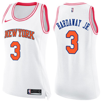 Nike Knicks #3 Tim Hardaway Jr. White Pink Women's NBA Swingman Fashion Jersey Nike Knicks #3 Tim Hardaway Jr. White Pink Women's NBA Swingman Fashion Jersey