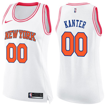 Nike Knicks #0 Enes Kanter White Pink Women's NBA Swingman Fashion Jersey Nike Knicks #0 Enes Kanter White Pink Women's NBA Swingman Fashion Jersey