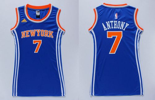 Knicks #7 Carmelo Anthony Blue Women's Dress Stitched NBA Jerseys Knicks #7 Carmelo Anthony Blue Women's Dress Stitched NBA Jerseys