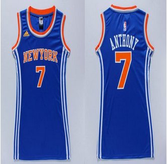 Women Knicks #7 Carmelo Anthony Blue Dress Stitched NBA Jersey Women Knicks #7 Carmelo Anthony Blue Dress Stitched NBA Jersey