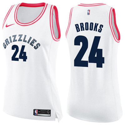 Nike Grizzlies #24 Dillon Brooks White Pink Women's NBA Swingman Fashion Jersey