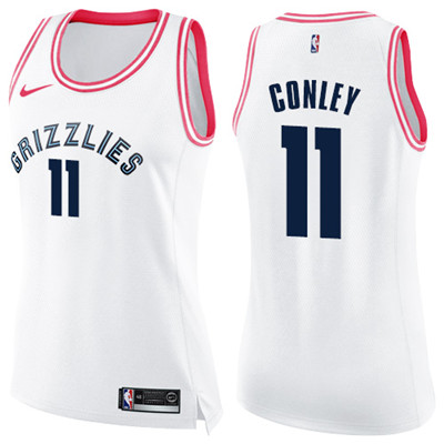 Nike Grizzlies #11 Mike Conley White Pink Women's NBA Swingman Fashion Jersey