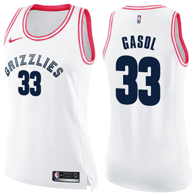 Nike Grizzlies #33 Marc Gasol White Pink Women's NBA Swingman Fashion Jersey