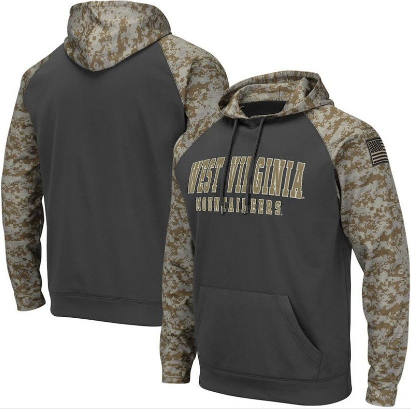 West Virginia Mountaineers Gray Camo Men's Pullover Hoodie