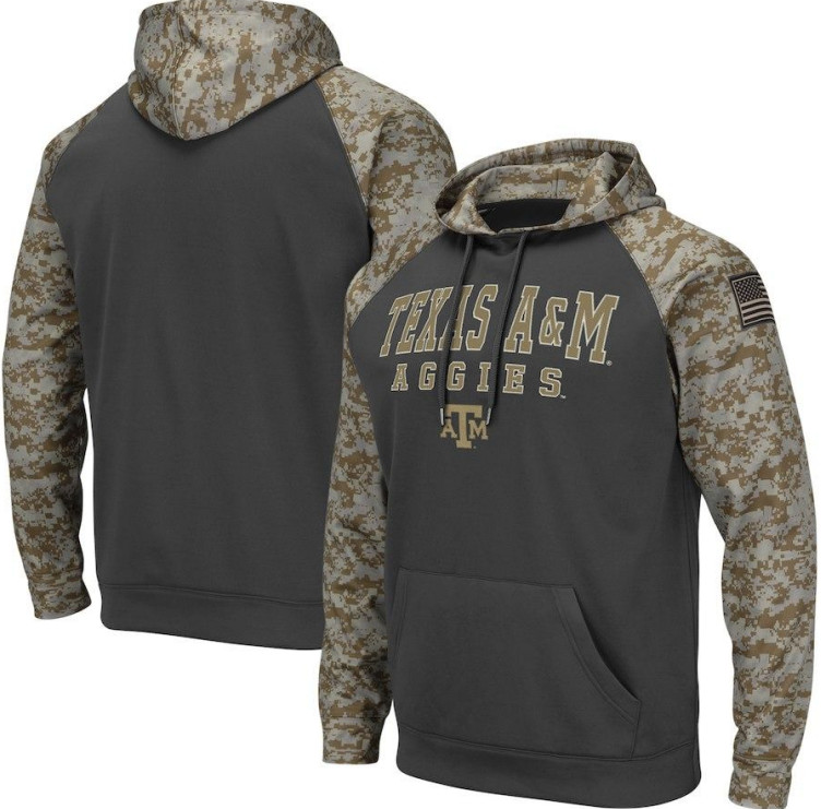Texas A&M Aggies Gray Camo Men's Pullover Hoodie