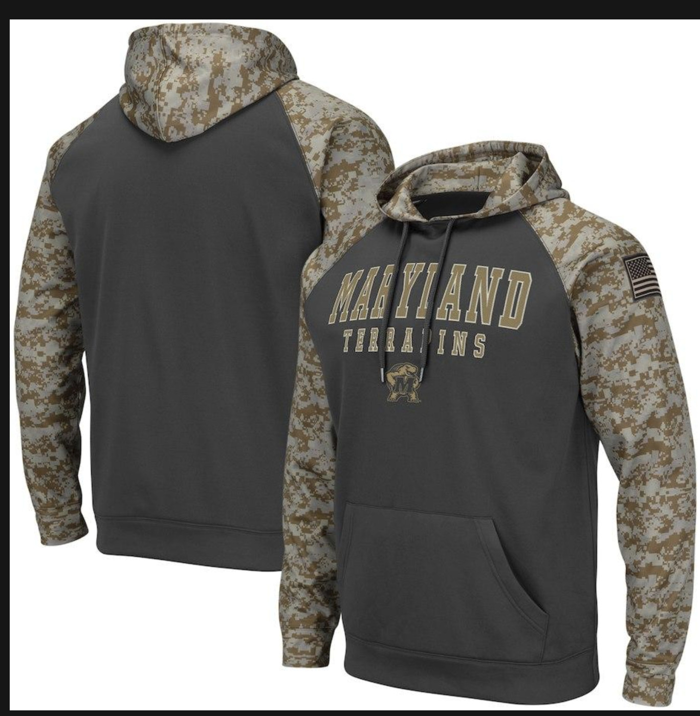 Maryland Terrapins Gray Camo Men's Pullover Hoodie