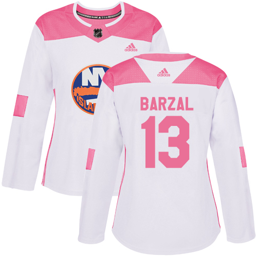 Adidas Islanders #13 Mathew Barzal White Pink Authentic Fashion Women's Stitched NHL Jersey Adidas Islanders #13 Mathew Barzal White Pink Authentic Fashion Women's Stitched NHL Jersey