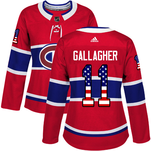 Adidas Canadiens #11 Brendan Gallagher Red Home Authentic USA Flag Women's Stitched NHL Jersey Adidas Canadiens #11 Brendan Gallagher Red Home Authentic USA Flag Women's Stitched NHL Jersey