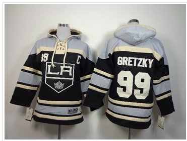 NHL Los Angeles Kings #99 Wayne Gretzky Black Sawyer Hooded Sweatshirt Jersey