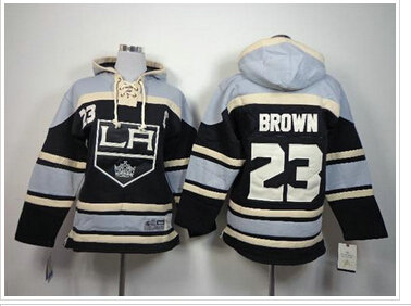 NHL Los Angeles Kings #23 Dustin Brown Black Sawyer Hooded Sweatshirt Jersey