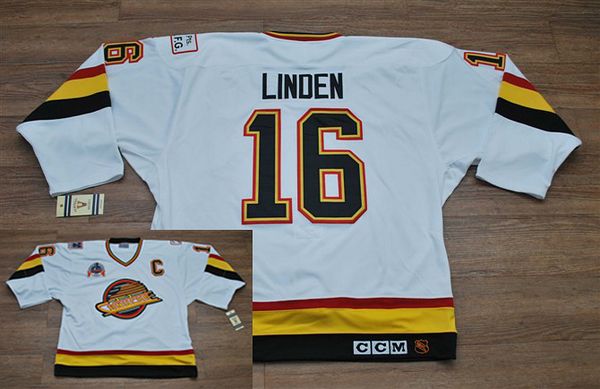 Youth Canucks #16 Trevor Linden Stitched White CCM Throwback Vintage NHL Jersey Youth Canucks #16 Trevor Linden Stitched White CCM Throwback Vintage NHL Jersey