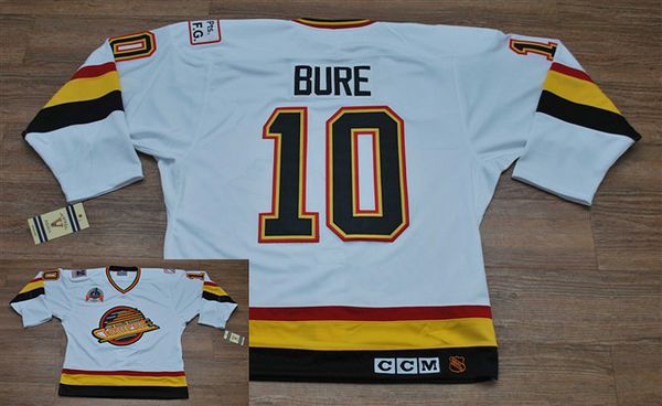 Youth Canucks #10 Pavel Bure Stitched White CCM Throwback Vintage NHL Jersey Youth Canucks #10 Pavel Bure Stitched White CCM Throwback Vintage NHL Jersey