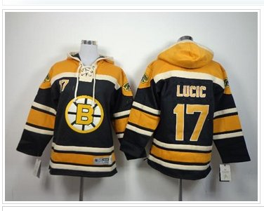NHL Boston Bruins #17 Milan Lucic Black Sawyer Hooded Sweatshirt Jersey
