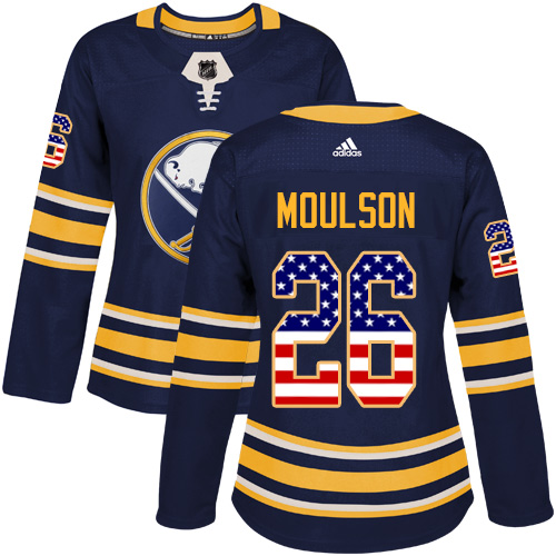 Adidas Sabres #26 Matt Moulson Navy Blue Home Authentic USA Flag Women's Stitched NHL Jersey