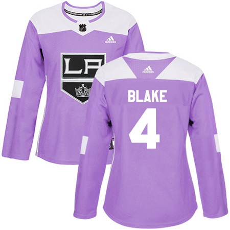 Adidas Kings #4 Rob Blake Purple Authentic Fights Cancer Women's Stitched NHL Jersey Adidas Kings #4 Rob Blake Purple Authentic Fights Cancer Women's Stitched NHL Jersey