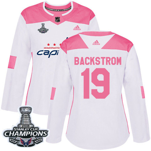 Adidas Capitals #19 Nicklas Backstrom White Pink Authentic Fashion Stanley Cup Final Champions Women's Stitched NHL Jersey Adidas Capitals #19 Nicklas Backstrom White Pink Authentic Fashion Stanley Cup Final Champions Women's Stitched NHL Jersey