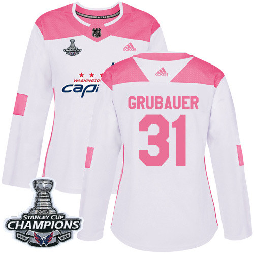 Adidas Capitals #31 Philipp Grubauer White Pink Authentic Fashion Stanley Cup Final Champions Women's Stitched NHL Jersey Adidas Capitals #31 Philipp Grubauer White Pink Authentic Fashion Stanley Cup Final Champions Women's Stitched NHL Jersey
