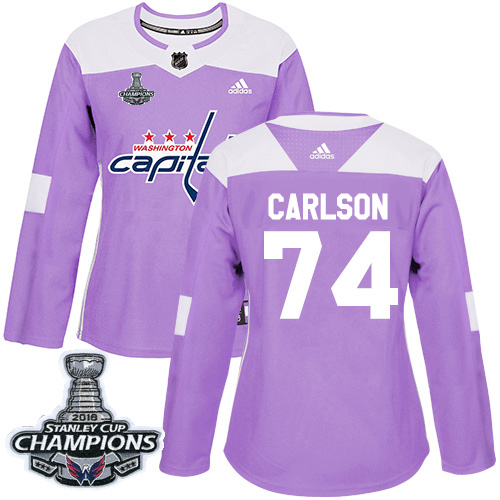 Adidas Capitals #74 John Carlson Purple Authentic Fights Cancer Stanley Cup Final Champions Women's Stitched NHL Jersey Adidas Capitals #74 John Carlson Purple Authentic Fights Cancer Stanley Cup Final Champions Women's Stitched NHL Jersey
