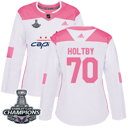Adidas Capitals #70 Braden Holtby White Pink Authentic Fashion Stanley Cup Final Champions Women's Stitched NHL Jersey Adidas Capitals #70 Braden Holtby White Pink Authentic Fashion Stanley Cup Final Champions Women's Stitched NHL Jersey