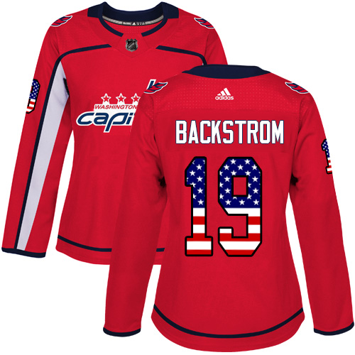 Adidas Capitals #19 Nicklas Backstrom Red Home Authentic USA Flag Women's Stitched NHL Jersey Adidas Capitals #19 Nicklas Backstrom Red Home Authentic USA Flag Women's Stitched NHL Jersey