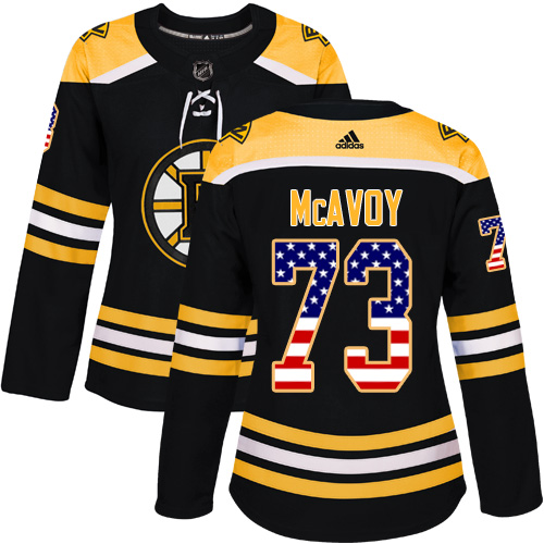 Adidas Bruins #73 Charlie McAvoy Black Home Authentic USA Flag Women's Stitched NHL Jersey Adidas Bruins #73 Charlie McAvoy Black Home Authentic USA Flag Women's Stitched NHL Jersey