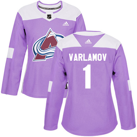 Adidas Avalanche #1 Semyon Varlamov Purple Authentic Fights Cancer Women's Stitched NHL Jersey Adidas Avalanche #1 Semyon Varlamov Purple Authentic Fights Cancer Women's Stitched NHL Jersey