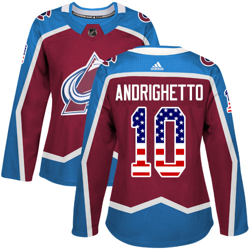 Adidas Avalanche #10 Sven Andrighetto Burgundy Home Authentic USA Flag Women's Stitched NHL Jersey Adidas Avalanche #10 Sven Andrighetto Burgundy Home Authentic USA Flag Women's Stitched NHL Jersey
