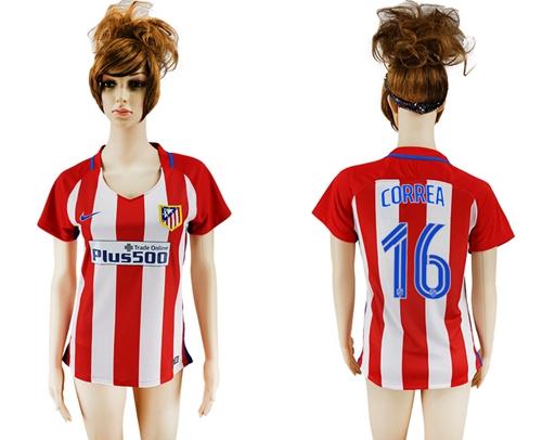 Women's Atletico Madrid #16 Correa Home Soccer Club Jersey