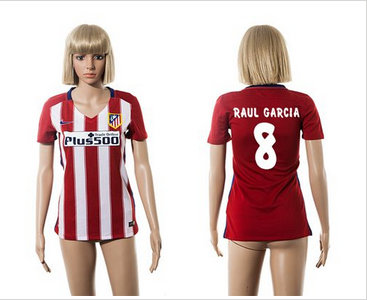 Women Atletico Madrid #8 Raul Garcia Home Soccer Club Jersey