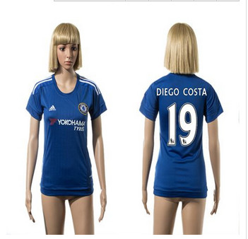 Women Chelsea #19 Diego Costa Home Soccer Club Jersey