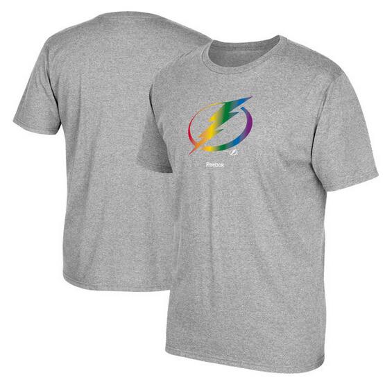 Tampa Bay Lightning Gray Reebok Rainbow Pride Men's Short Sleeve T-Shirt Tampa Bay Lightning Gray Reebok Rainbow Pride Men's Short Sleeve T-Shirt