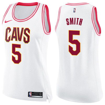 Nike Cavaliers #5 J.R. Smith White Pink Women's NBA Swingman Fashion Jersey Nike Cavaliers #5 J.R. Smith White Pink Women's NBA Swingman Fashion Jersey