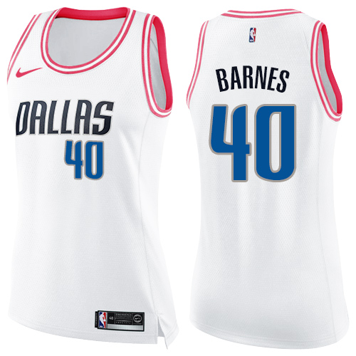 Nike Mavericks #40 Harrison Barnes White Pink Women's NBA Swingman Fashion Jersey Nike Mavericks #40 Harrison Barnes White Pink Women's NBA Swingman Fashion Jersey