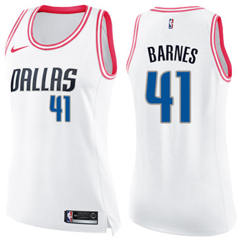 Nike Mavericks #41 Harrison Barnes White Pink Women's NBA Swingman Fashion Jersey Nike Mavericks #41 Harrison Barnes White Pink Women's NBA Swingman Fashion Jersey