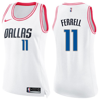 Nike Mavericks #11 Yogi Ferrell White Pink Women's NBA Swingman Fashion Jersey Nike Mavericks #11 Yogi Ferrell White Pink Women's NBA Swingman Fashion Jersey