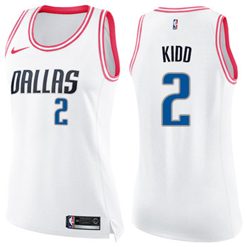 Nike Mavericks #2 Jason Kidd White Pink Women's NBA Swingman Fashion Jersey Nike Mavericks #2 Jason Kidd White Pink Women's NBA Swingman Fashion Jersey