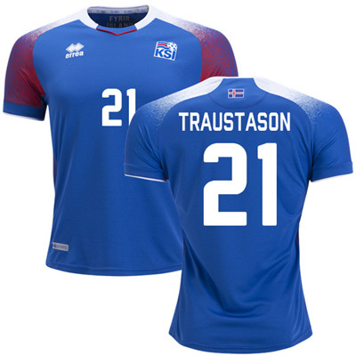Iceland #21 TRAUSTASON Home Soccer Country Jersey