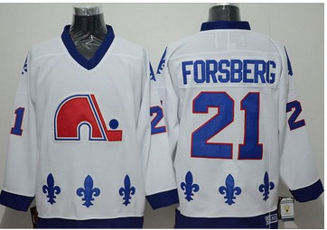 Quebec Nordiques #21 Peter Forsberg White CCM Throwback Stitched NHL Jersey