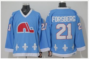 Quebec Nordiques #21 Peter Forsberg Light Blue CCM Throwback Stitched NHL Jersey