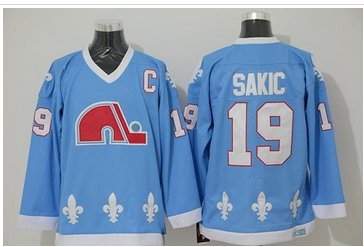 Quebec Nordiques #19 Joe Sakic Light Blue CCM Throwback Stitched NHL Jersey