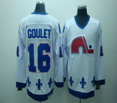 Quebec Nordiques 16 Goulet White Jerseys CCM