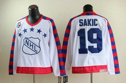 Quebec Nordiques 19 JOE SAKIC all star 75th Anniversary white CCM Jersey