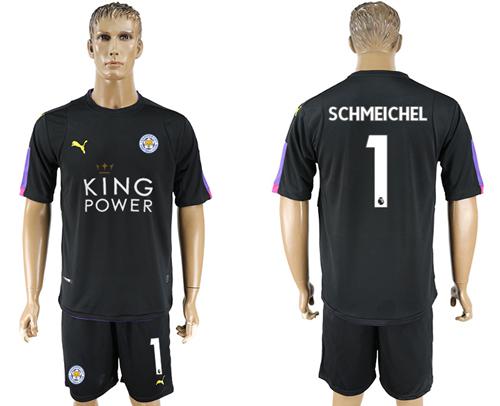 Leicester City #1 Schmeichel Black Goalkeeper Soccer Club Jersey Leicester City #1 Schmeichel Black Goalkeeper Soccer Club Jersey