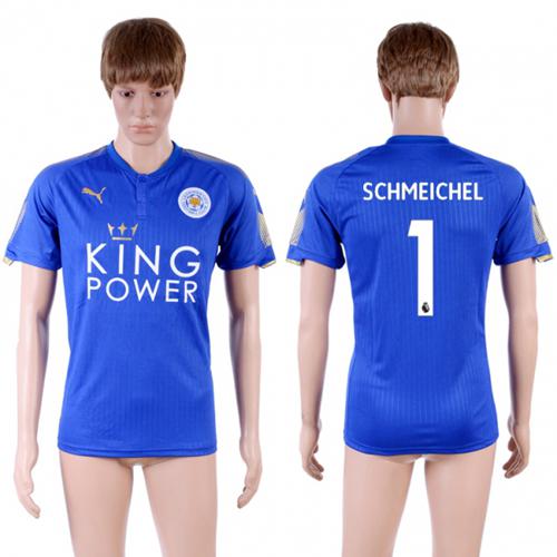 Leicester City #1 Schmeichel Home Soccer Country Jersey Leicester City #1 Schmeichel Home Soccer Country Jersey