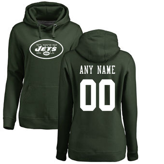 Women's New York Jets Pro Line Green Any Name & Number Logo Personalized Pullover Hoodie Women's New York Jets Pro Line Green Any Name & Number Logo Personalized Pullover Hoodie