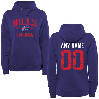 Women's Royal Buffalo Bills Distressed Custom Name & Number Pullover Hoodie Women's Royal Buffalo Bills Distressed Custom Name & Number Pullover Hoodie