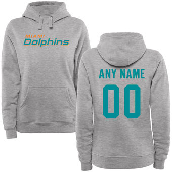 Women's Miami Dolphins Steel Custom Name & Number Wordmark Pullover Hoodie Women's Miami Dolphins Steel Custom Name & Number Wordmark Pullover Hoodie