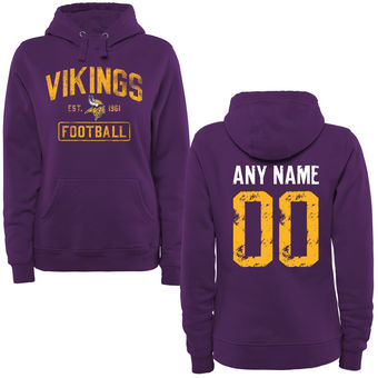 Women's Minnesota Vikings Purple Custom Name & Number Pullover Hoodie Women's Minnesota Vikings Purple Custom Name & Number Pullover Hoodie