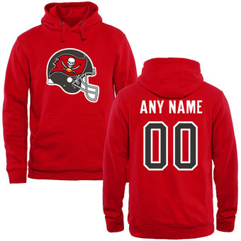 Tampa Bay Buccaneers Scarlet Custom Name & Number Helmet Pullover Hoodie