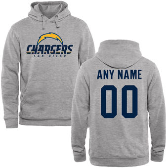 San Diego Chargers Steel Custom Name & Number Wordmark Pullover Hoodie San Diego Chargers Steel Custom Name & Number Wordmark Pullover Hoodie
